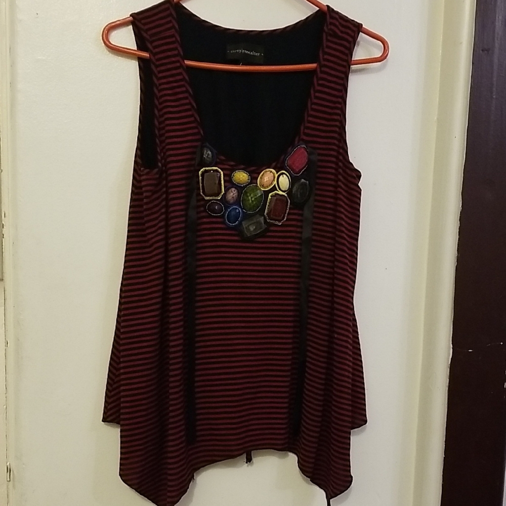 Corey Lynn Calter Red and Black Striped 90's Tank Top
